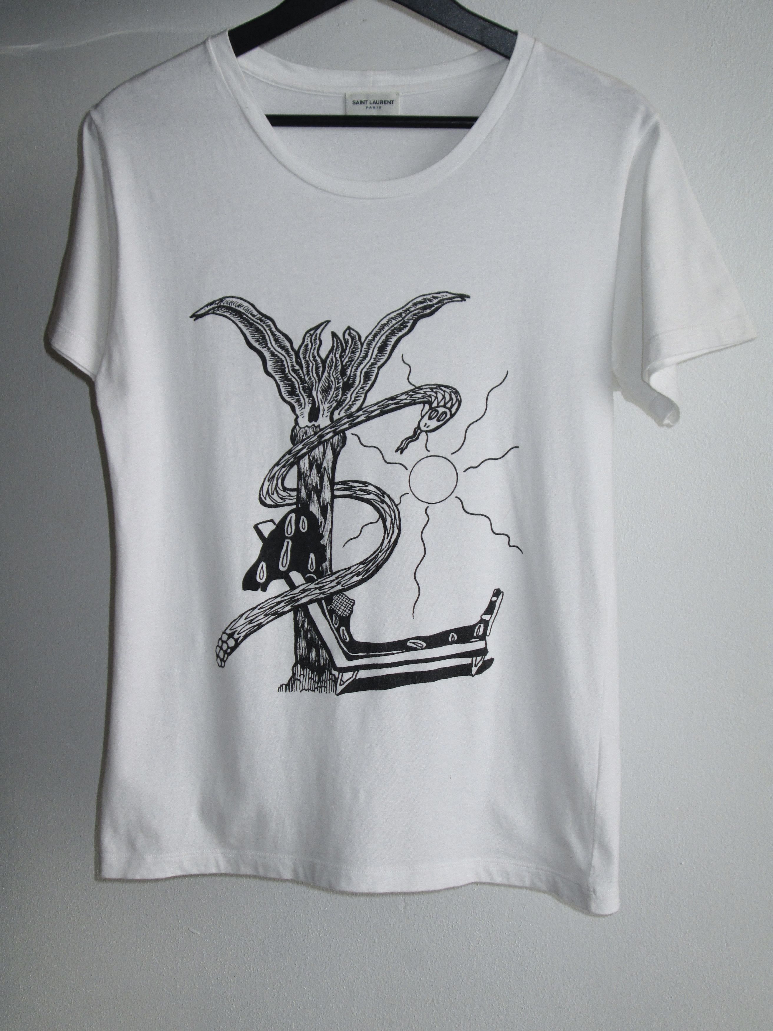 Saint Laurent Paris SS15 Saint Laurent star logo grey t shirt