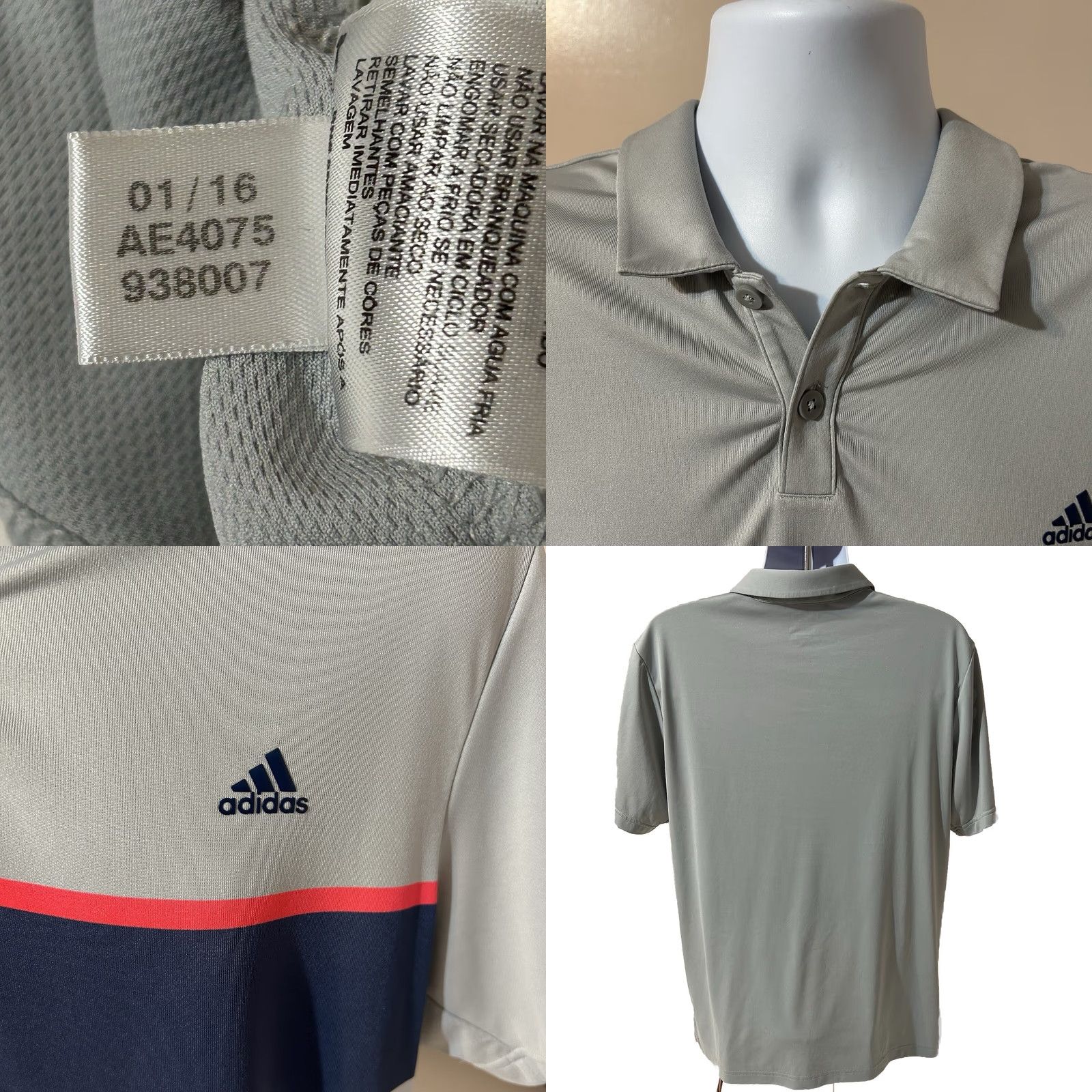Adidas Adidas Polo Shirt Men Large Climacool Embroidered Sleeve Logo Golf Shirt Multicolor Colorblock Short Sleeve Knit Polyester Spandex Regular Fit Size US L / EU 52-54 / 3 - 10 Thumbnail