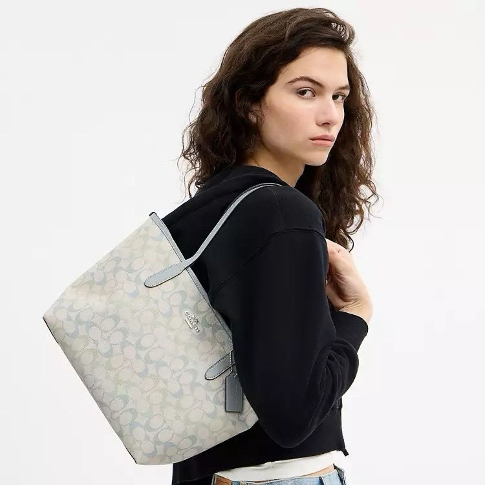 Coach NWT Coach Medium City Tote Bag Pretty CDZ09 CHALK/BLUE Size ONE SIZE - 9 Thumbnail