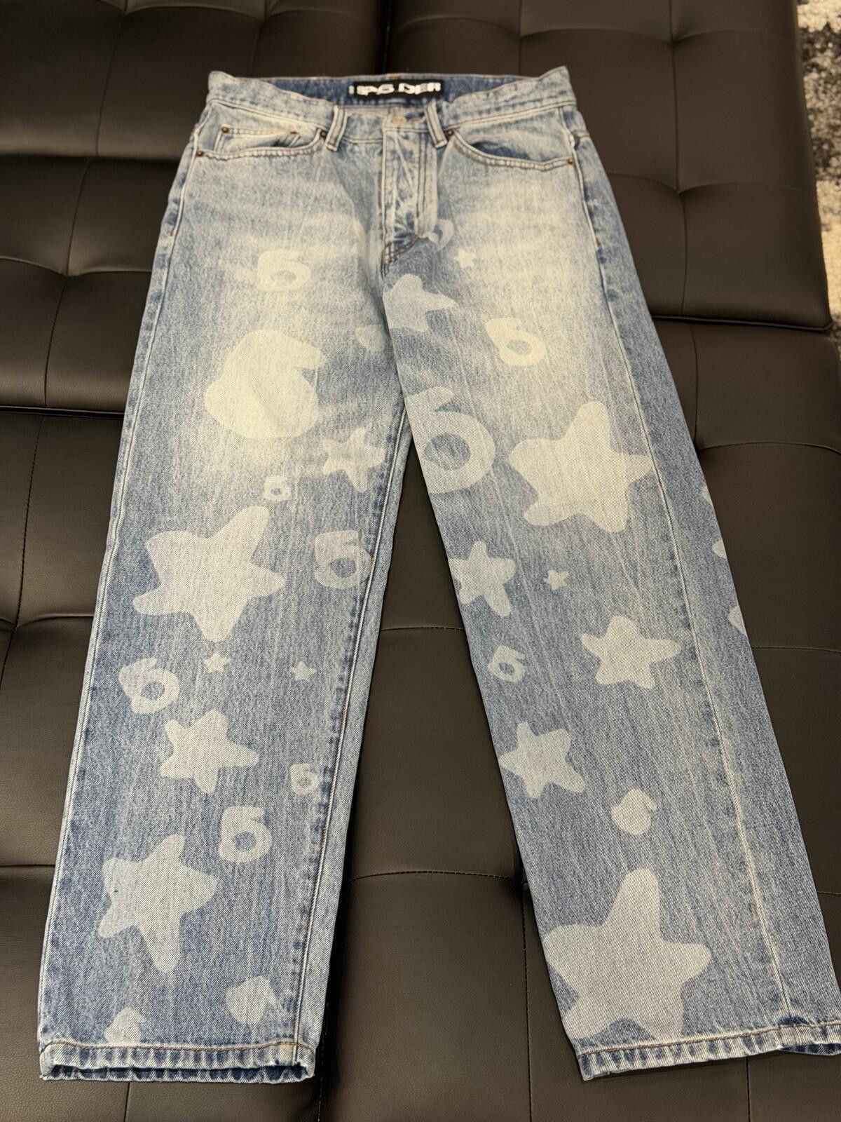 Sp5der Sp5der Men's Star Pattern Denim Jeans Button Zip (30) Size US 30 / EU 46 - 1 Thumbnail