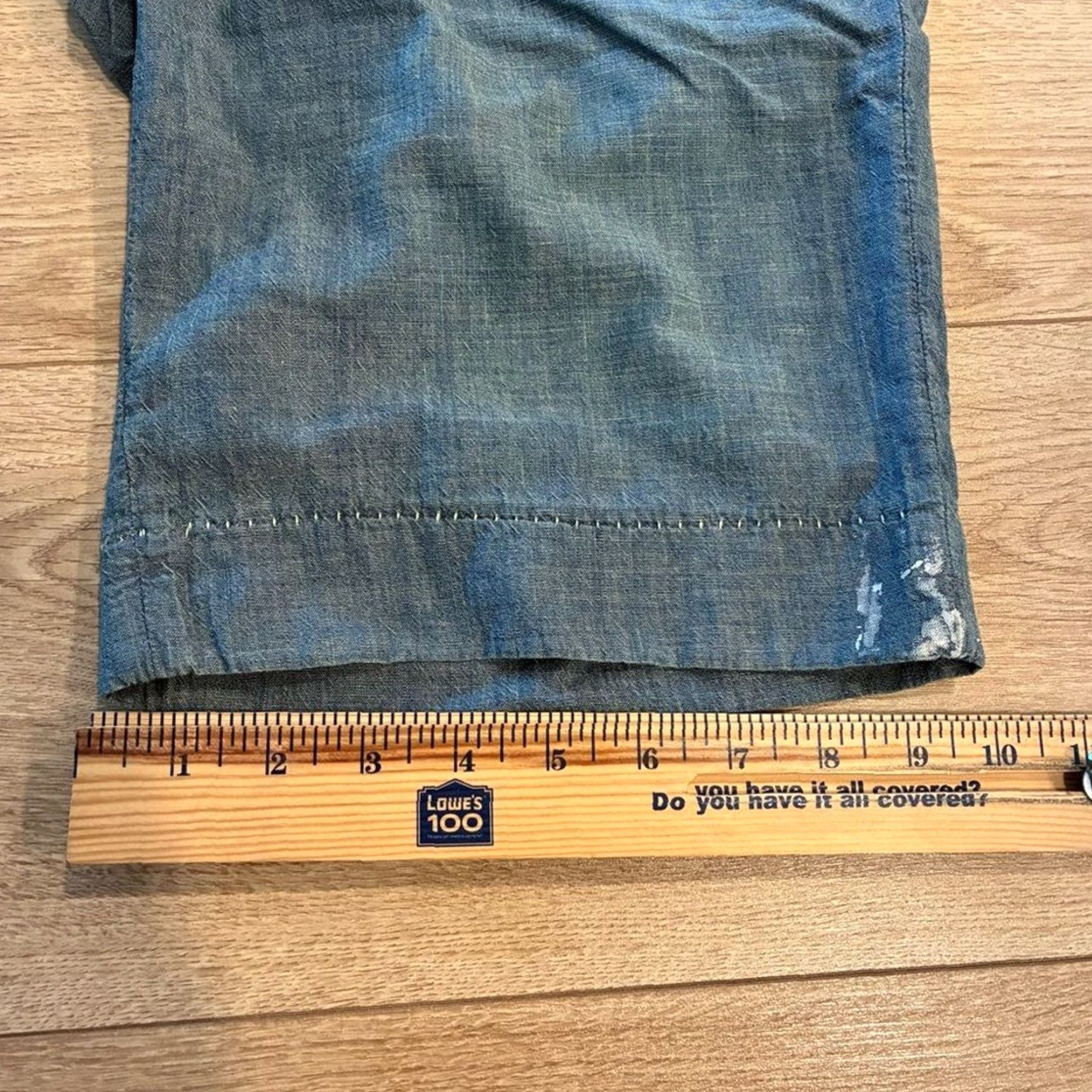 Denime Rogan Bermuda Shorts 11” Size 34 Chambray Denim Distressed Contrast Stitch Men Blue Size US 34 / EU 50 - 5 Thumbnail