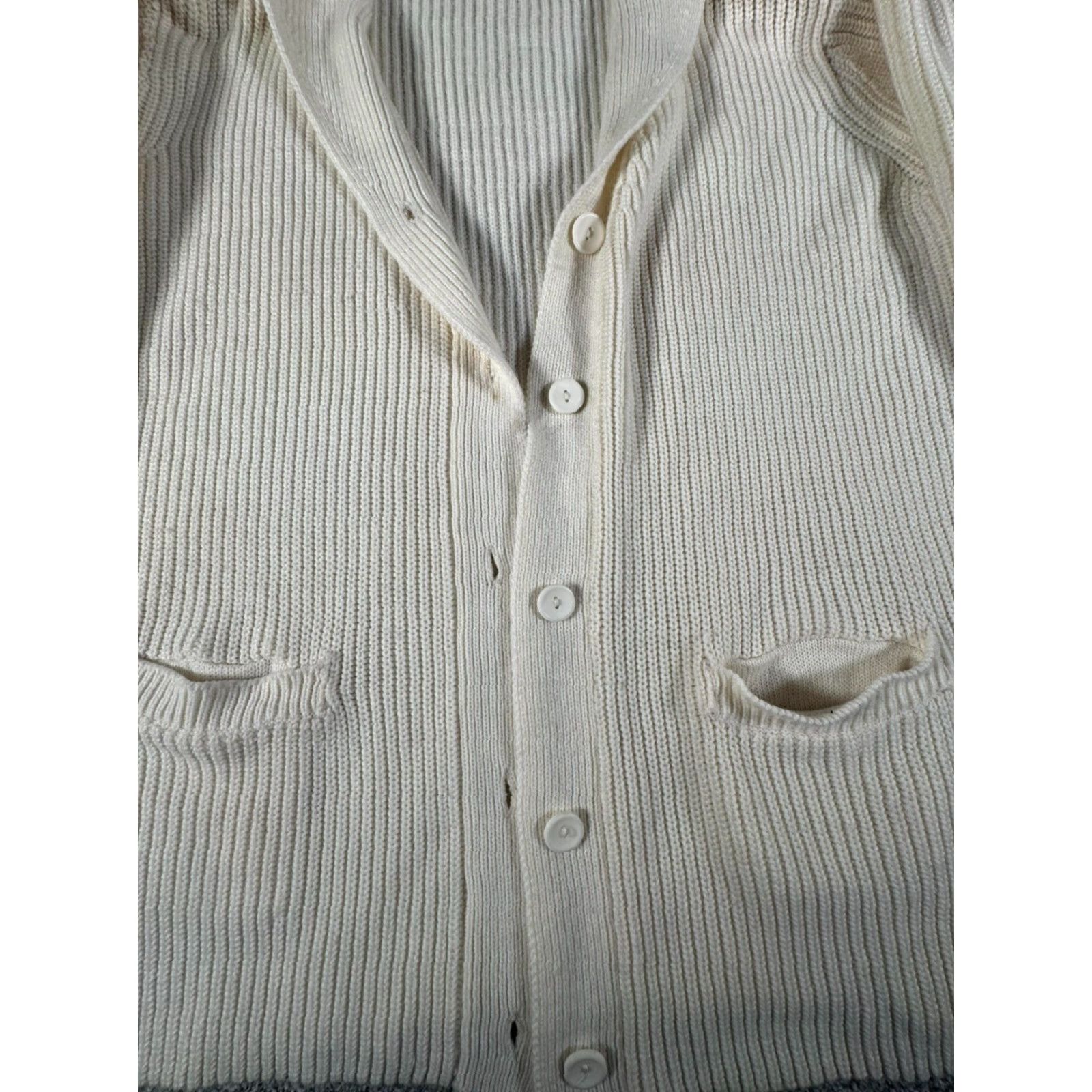 Blair VINTAGE Blair Cardigan Sweater Women Large L Cream 80s Pockets Ribbed V-Neck Academia Mens? Womens Size L / US 10 / IT 46 - 2 Thumbnail
