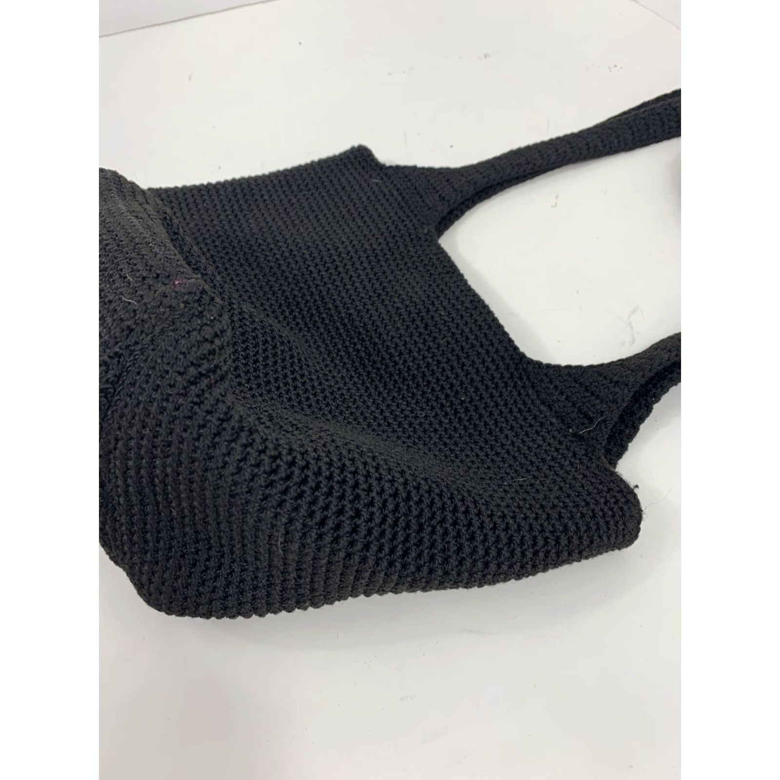 The Sak The Sak Crochet Woven Bucket Bag Purse Black Fabric Hobo Shoulder Bag, 13x9, Bohemian Hippie Handbag Womens Medium Size ONE SIZE - 5 Thumbnail