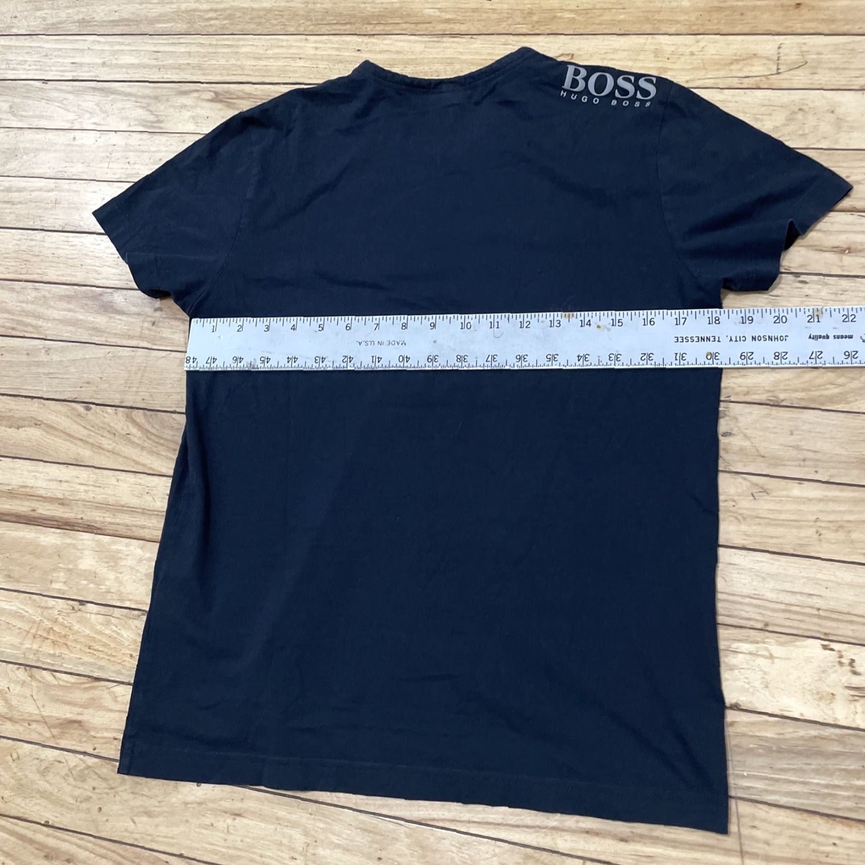 Hugo Boss HUGO BOSS T Shirt Men S Black Grunge Holes White Logo Rocker Biker Gym Tee 36" Size US S / EU 44-46 / 1 - 7 Thumbnail