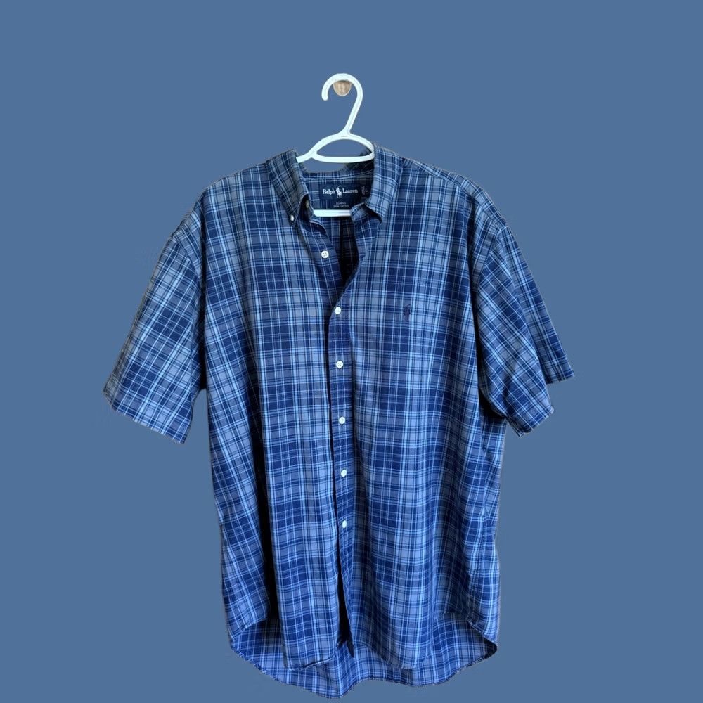 Ralph Lauren Ralph Lauren Blake Button Down Shirt Mens Large Gray Blue Plaid Short Sleeve Size US L / EU 52-54 / 3 - 1 Thumbnail