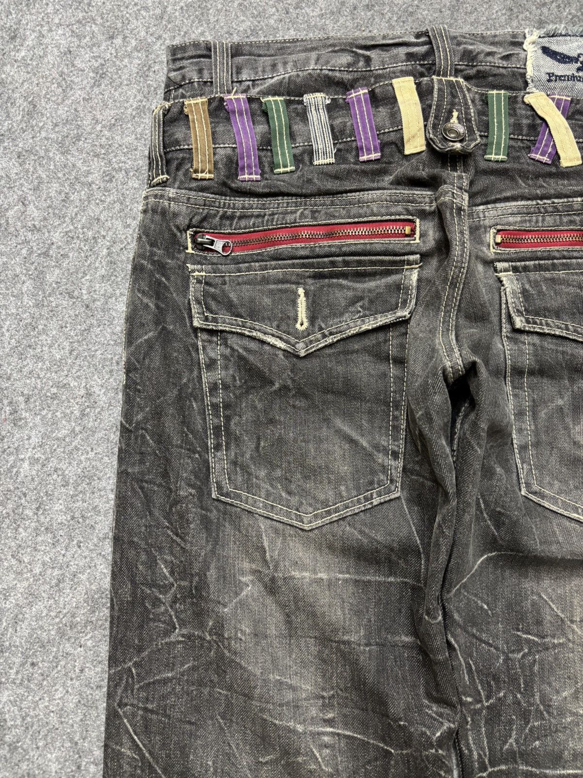Japanese Brand 💥Cracked Fades💥Antfui Double Waist Black Wash Denim F642 Size US 32 / EU 48 - 14 Thumbnail