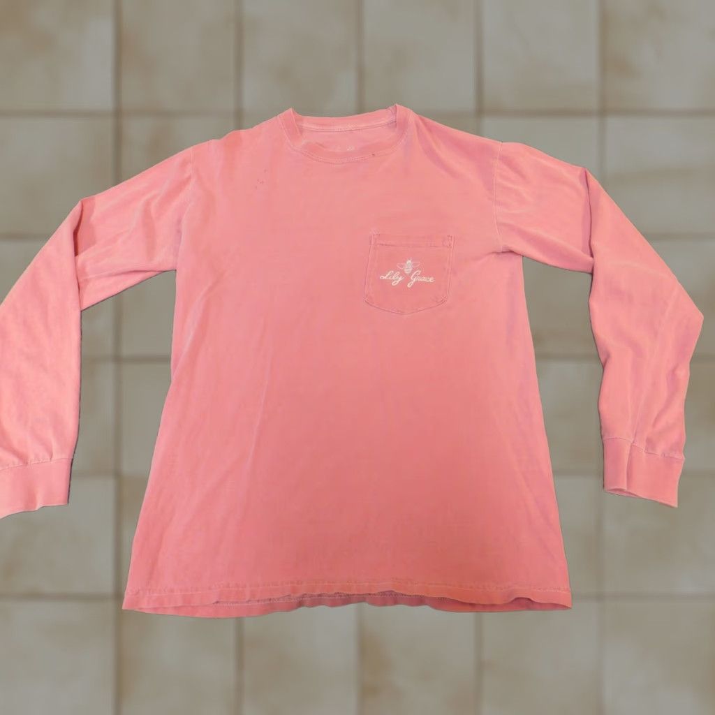 Vintage Lily Shirt Womens S Pink Long Sleeve Cotton Polyester Rayon Crew Neck Casual T-Shirt Classic Basic Breathable Size S / US 4 / IT 40 - 1 Thumbnail