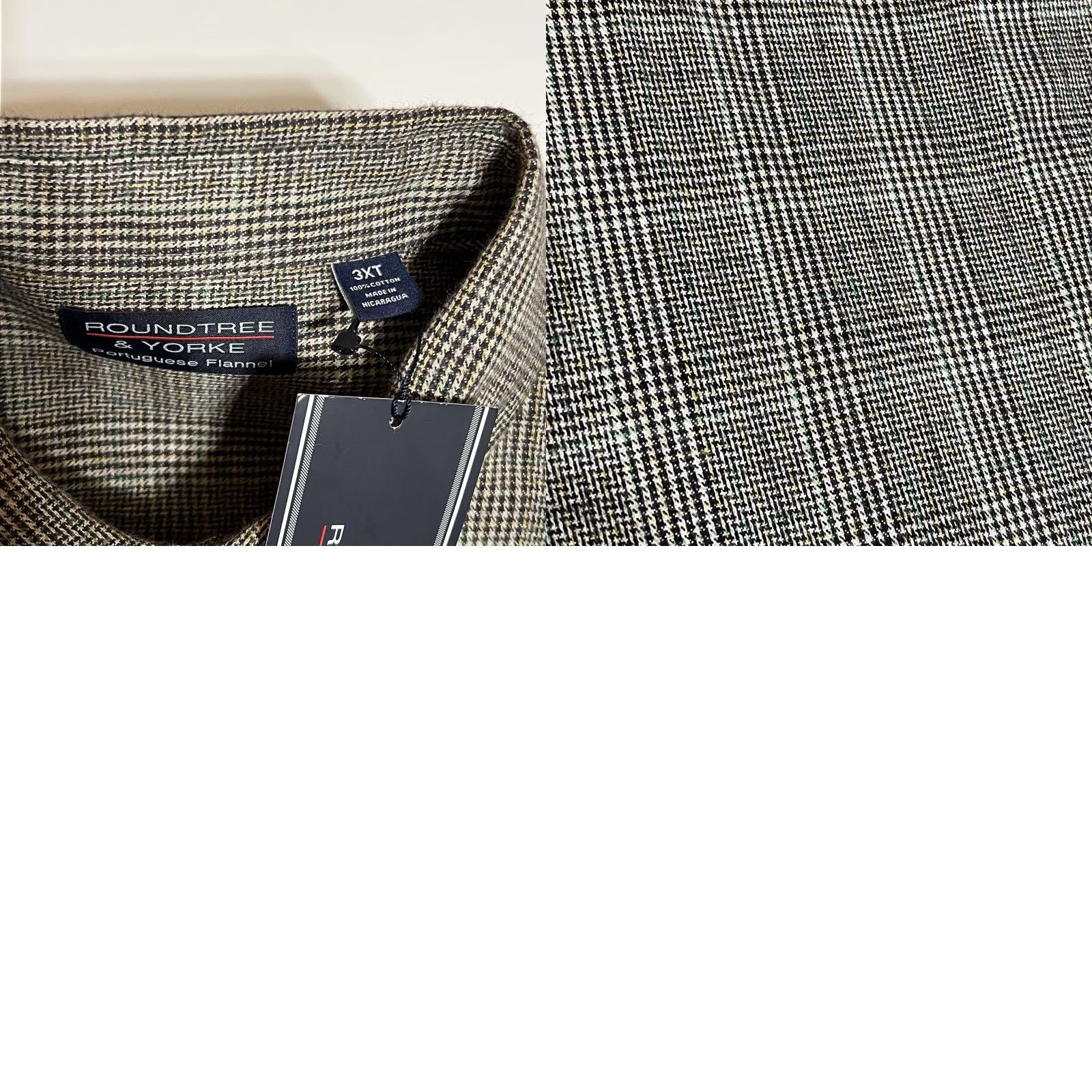 Roundtree & Yorke NWT Roundtree & Yorke Portuguese Flannel Shirt Mens 3XT Tall Houndstooth Size US XXL / EU 58 / 5 - 8 Thumbnail