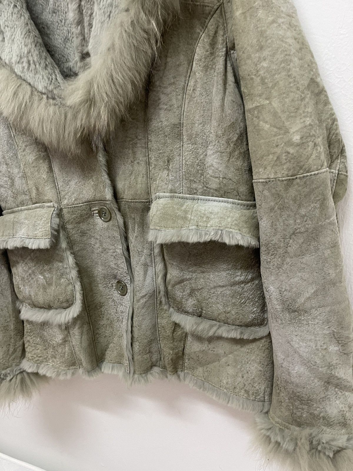 Other Luxury RABBIT LEATHER JACKET x RACCOON FUR Size S / US 4 / IT 40 - 3 Thumbnail
