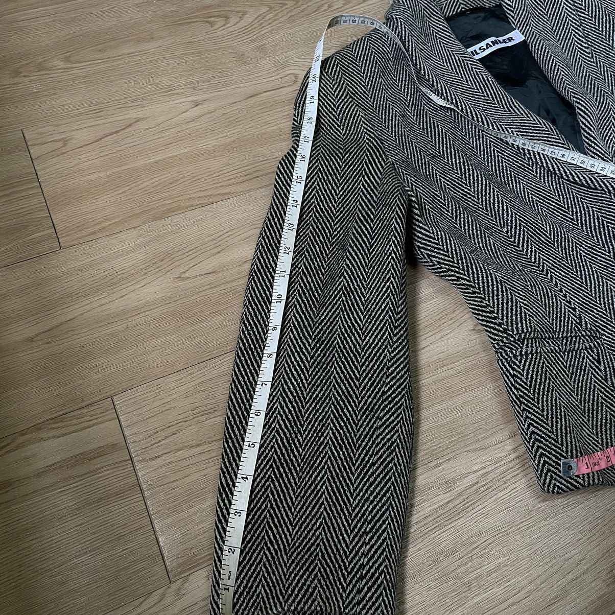 Jil Sander 🇩🇪RARE 80s Women’s Jil Sander Wool Herringbone Cropped Blazer Size US XS / EU 42 / 0 - 12 Thumbnail
