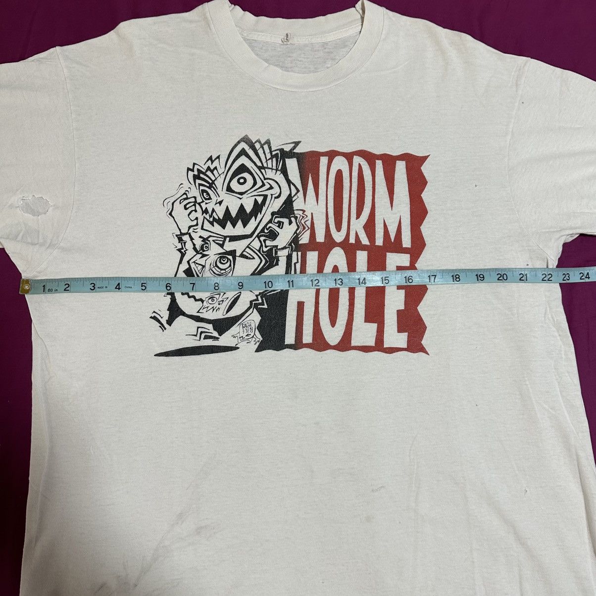 Band Tees Vintage Worm Hole T Shirt 1980s 1990s Fruit Of The Loom XXL Size US XXL / EU 58 / 5 - 5 Thumbnail