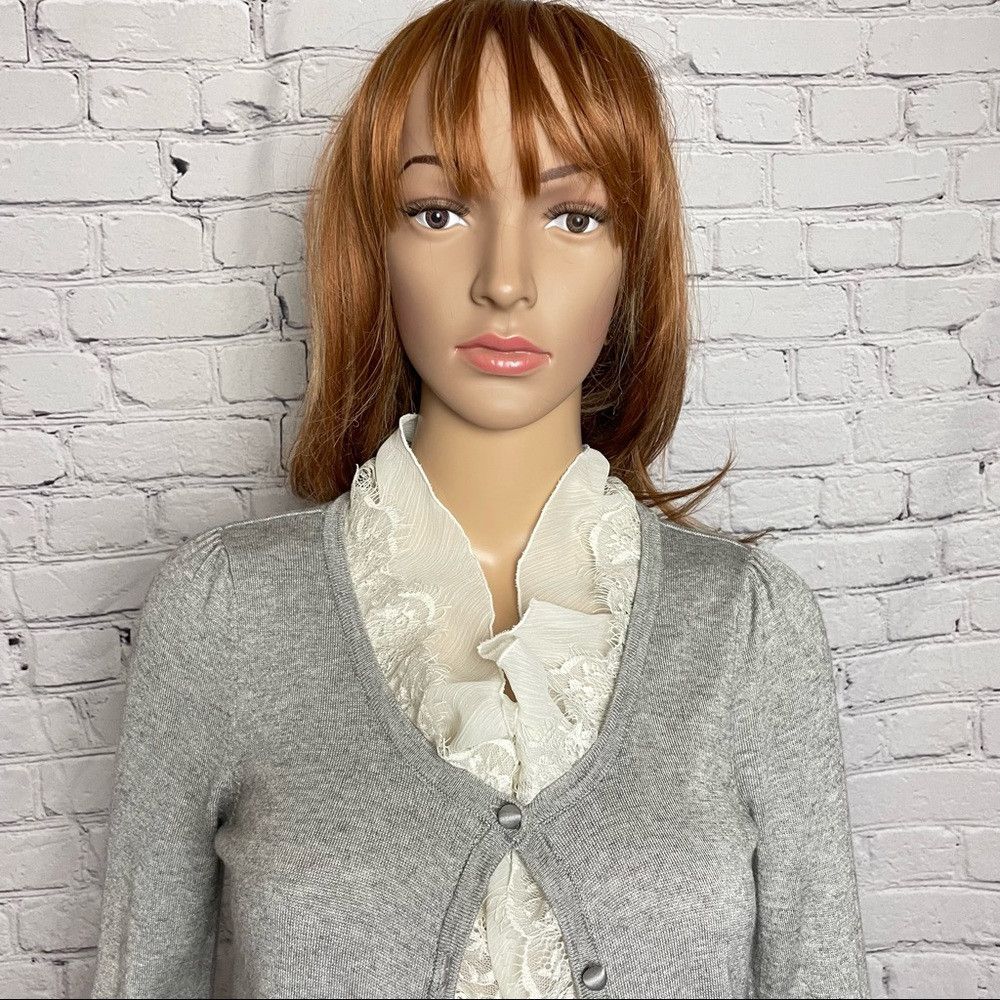 Other Plastic Island Rayon Wool Grey Cardigan With Lace Detail Si Size M / US 6-8 / IT 42-44 - 2 Thumbnail