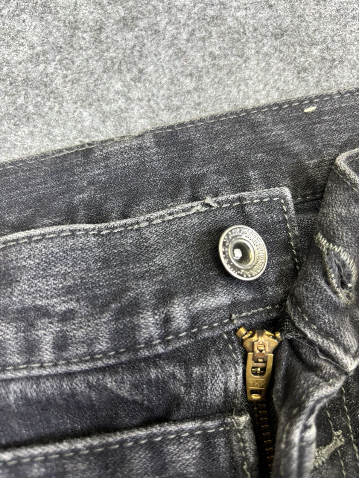 Japanese Brand Double Waist🔥Japanese Moto Skull Poem Junya Punk Denim F745 Size US 32 / EU 48 - 9 Thumbnail