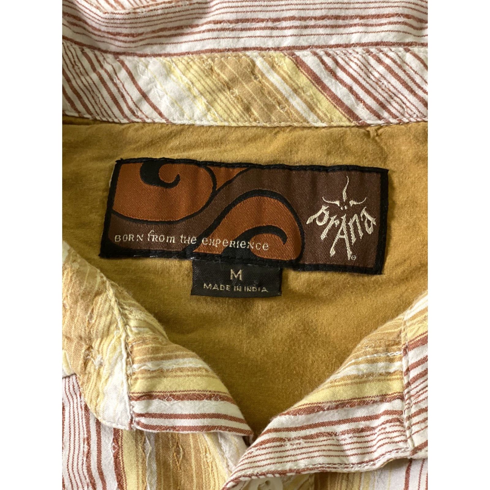 Prana Prana Mens Medium Gold Stripe Textured Short Sleeve Shirt Cotton Blend M Size US M / EU 48-50 / 2 - 6 Thumbnail
