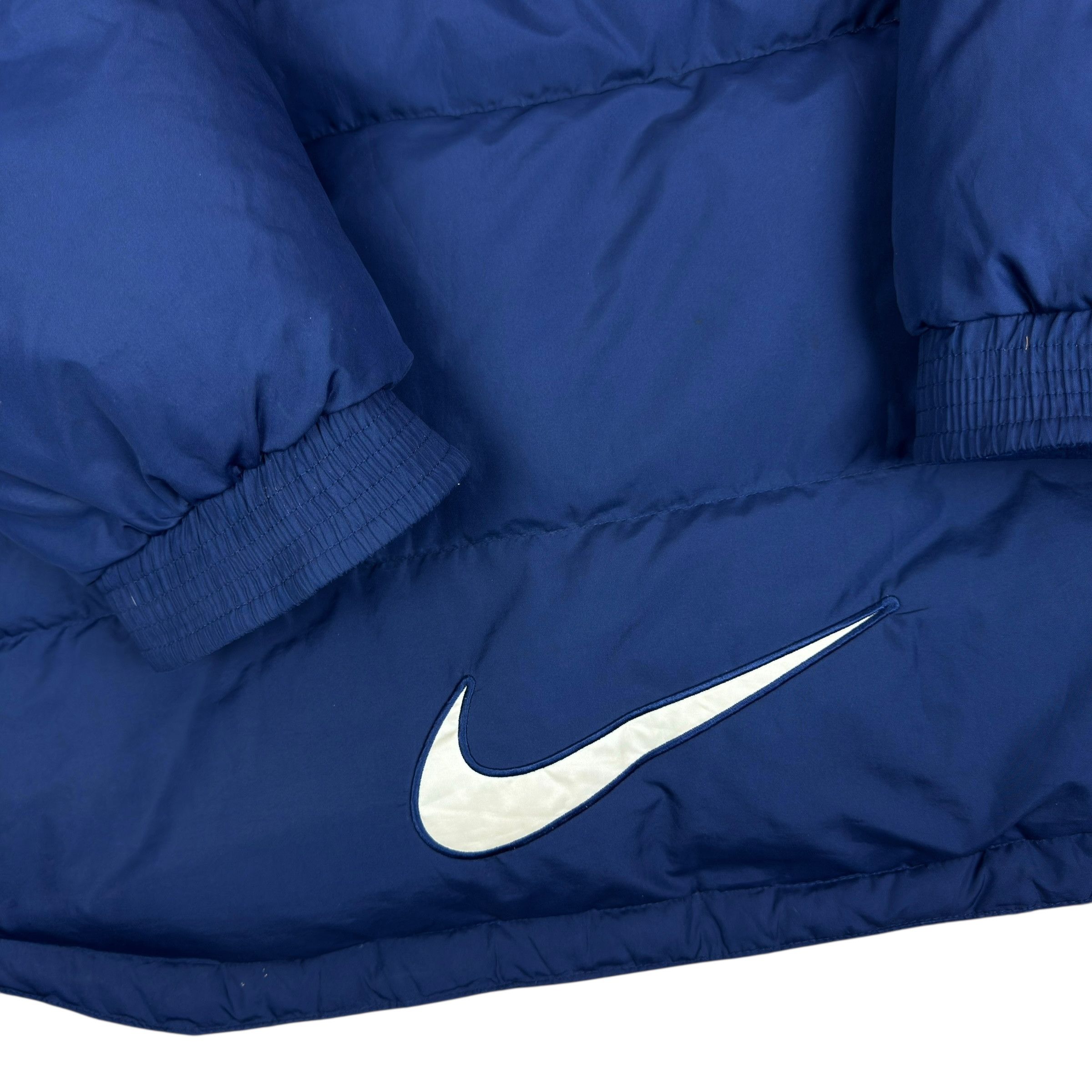 Nike Nike Men's Navy White Swoosh Full Zip Puffer Down Jacket XL Size US XL / EU 56 / 4 - 7 Thumbnail