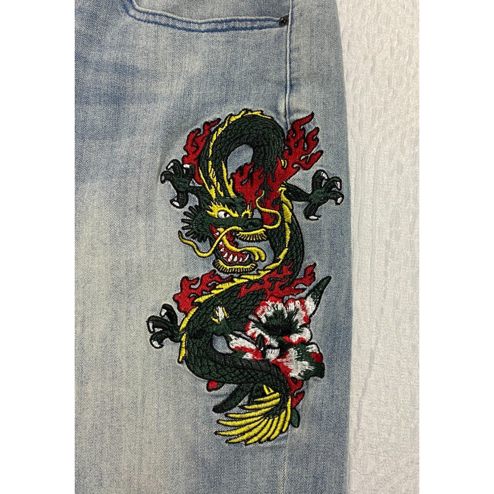 Vintage Y&R Young Reckless Jeans Mens 30 Blue Distressed 5-Pocket Denim Skinny Slim Patch Embroidered Casual Streetwear Distressed Jeans Men 30 Blue Size US 31 - 7 Thumbnail