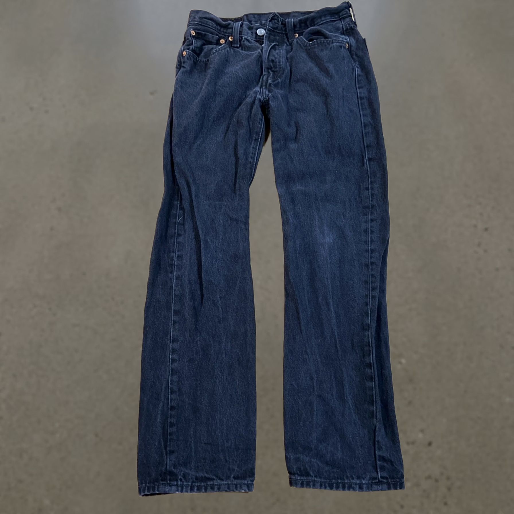 Levi's Levi's 501 Original Fit Jeans Mens 28x30 Black Wash Denim Button Fly 5-Pocket Regular Rise Vintage Theme USA 80s 90s Biker USA Mens Size US 28 / EU 44 - 1 Thumbnail