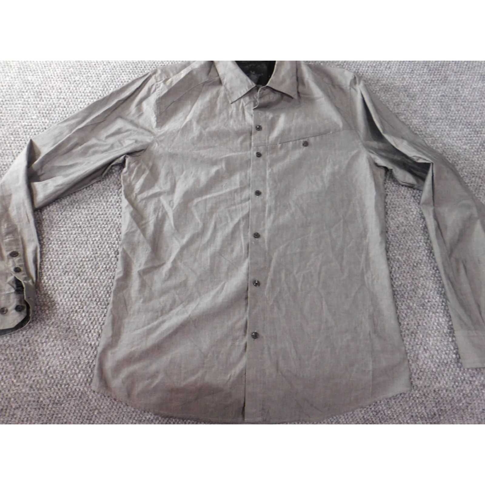 Marcs Marc Ecko Mens Shirt Medium Gray Logo Classic Logo Button-Up Short Sleeve Collared Camp Casual Western 90s? Size US M / EU 48-50 / 2 - 2 Thumbnail