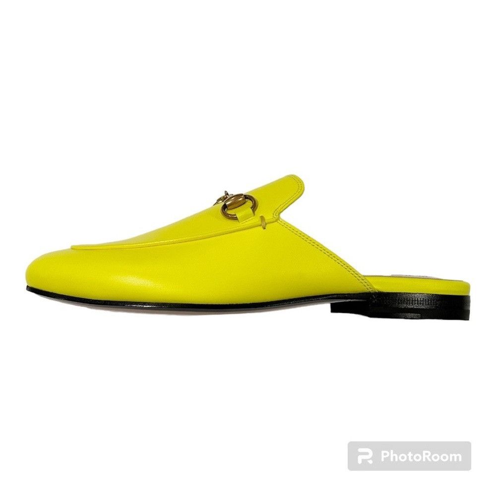 Gucci NIB Gucci Princetown Neon Yellow Horsebit Loafer Mule Slides Size US 5 / IT 35 - 6 Thumbnail
