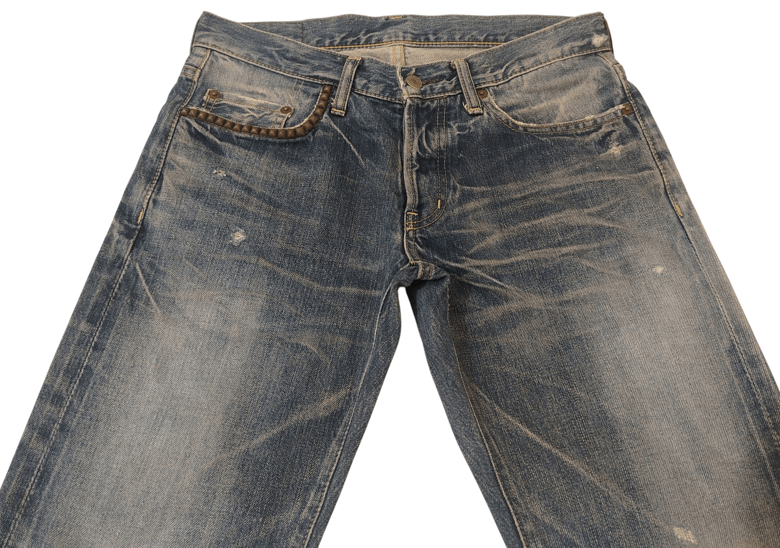 Hysteric Glamour Thrashed Distressed Hysteric Glamour Studded Selvedge Jeans Size US 30 / EU 46 - 7 Thumbnail
