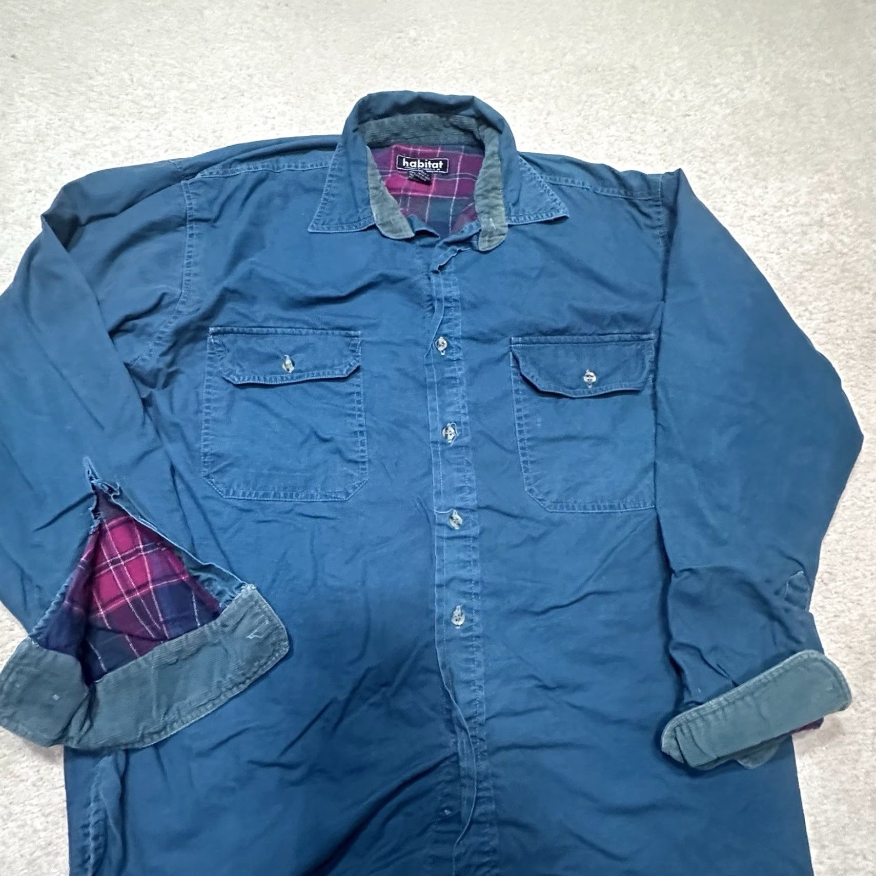 Habitat VINTAGE Habitat Button Up Shirt Mens Large Green Flannel Lined Shacket Size US L / EU 52-54 / 3 - 3 Thumbnail