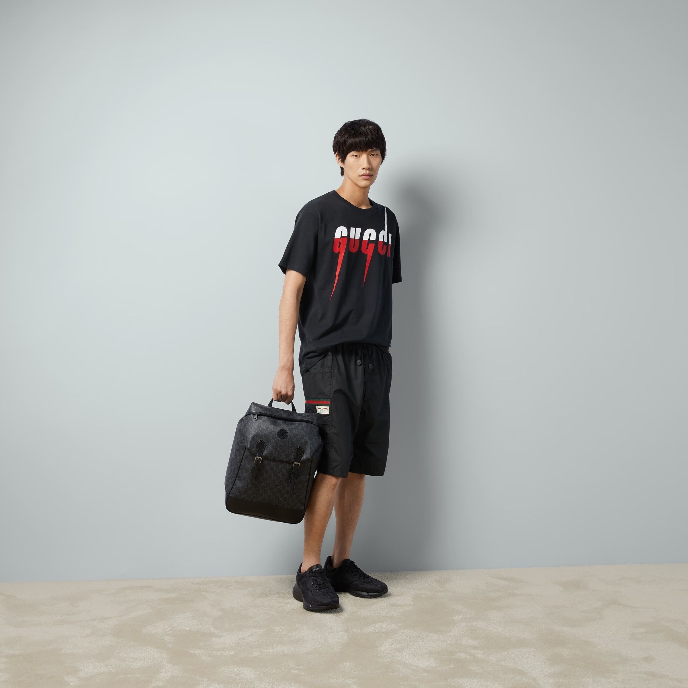 image of Gucci - S/s 19 - Blade-Print Tee in Faded Black, Men's (Size Small)