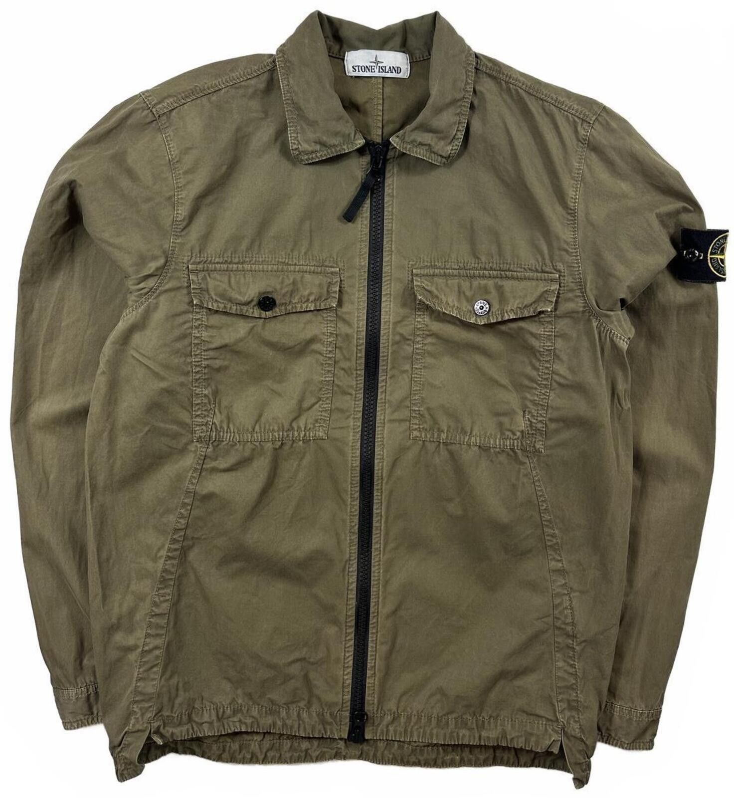 Stone Island Stone Island Zip Up Cotton Overshirt Khaki Green Small Size US S / EU 44-46 / 1 - 1 Thumbnail