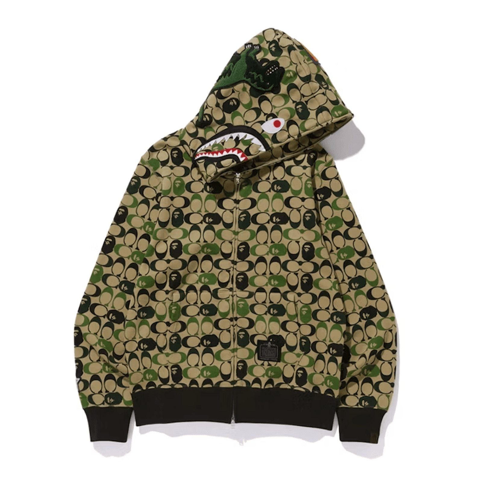 image of Bape X Coach Shark Full Zip Hooded Sweatshirt Beige, Men's (Size XL)