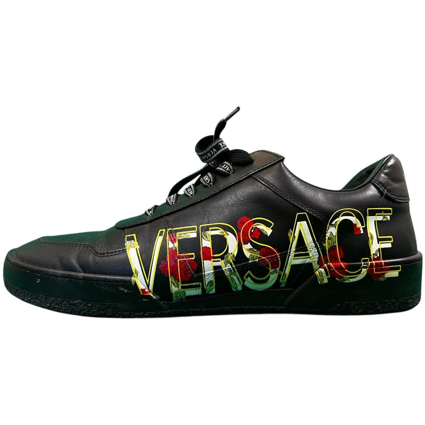 Versace Versace IIus Men EU 46 US 12 Floral Logo Black Sneakers $995 Size US 12 / EU 45 - 1 Thumbnail