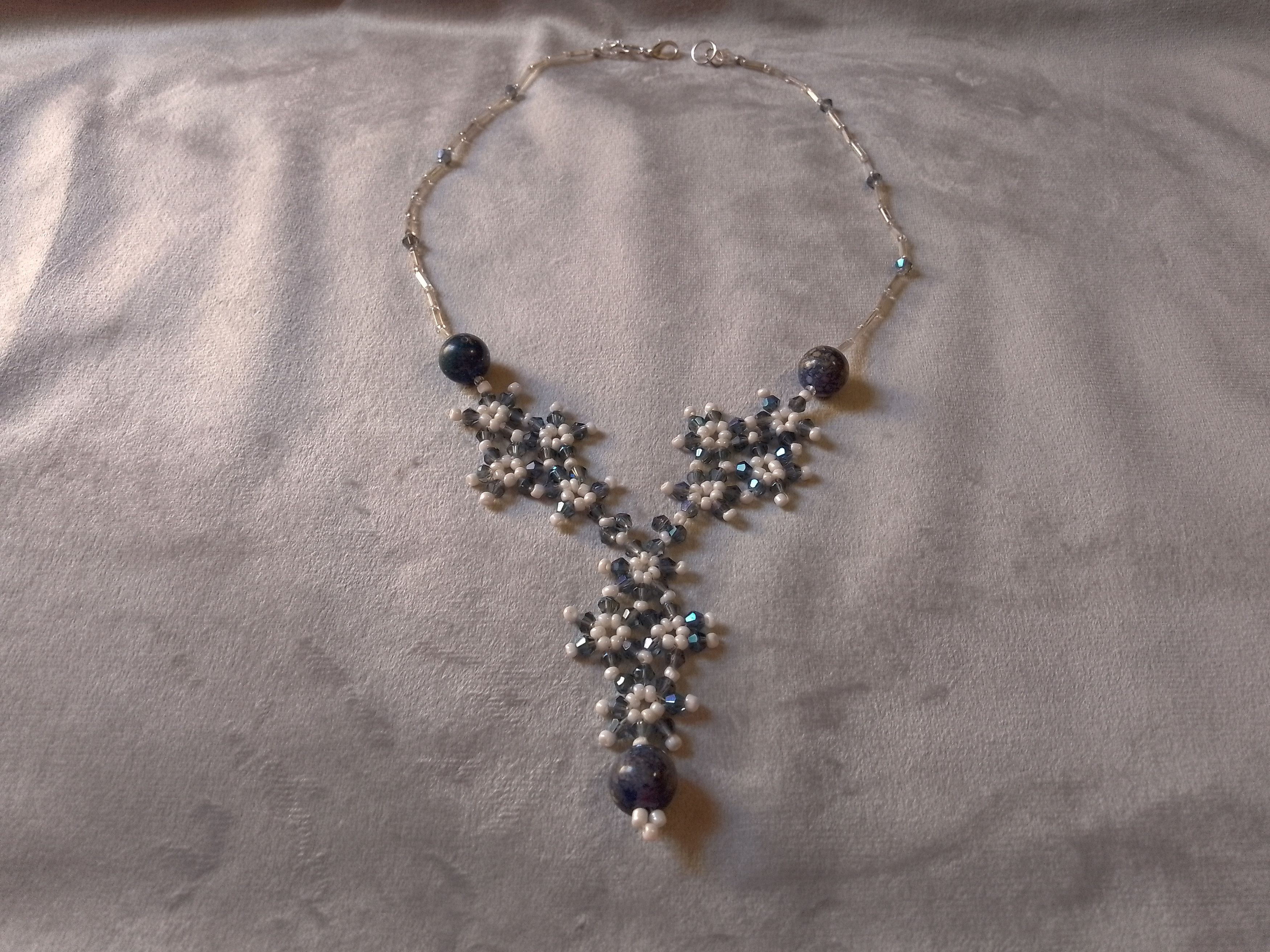 Handmade Necklace in grey/blue Crystal Lapis lazuli gemstones Size ONE SIZE - 9 Thumbnail