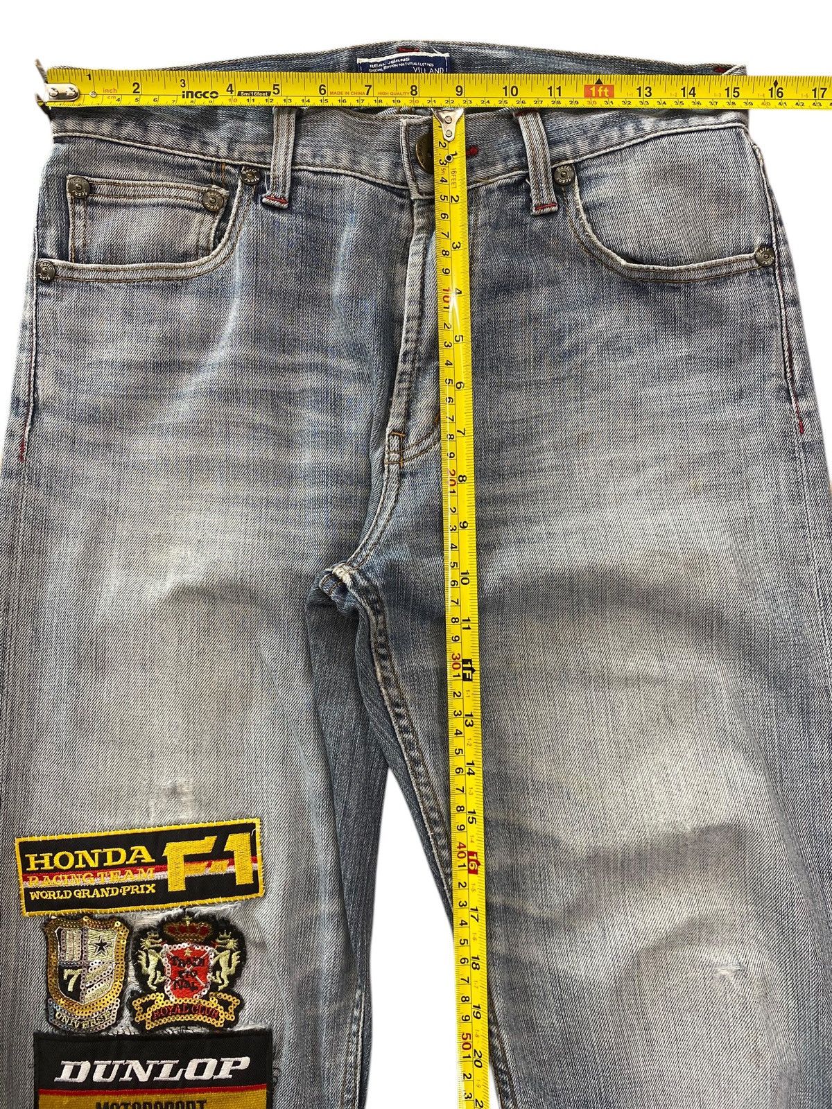 VILLAND Villand Faded Wash Whiskered Patch Work Style Straight Leg Size US 31 - 6 Thumbnail