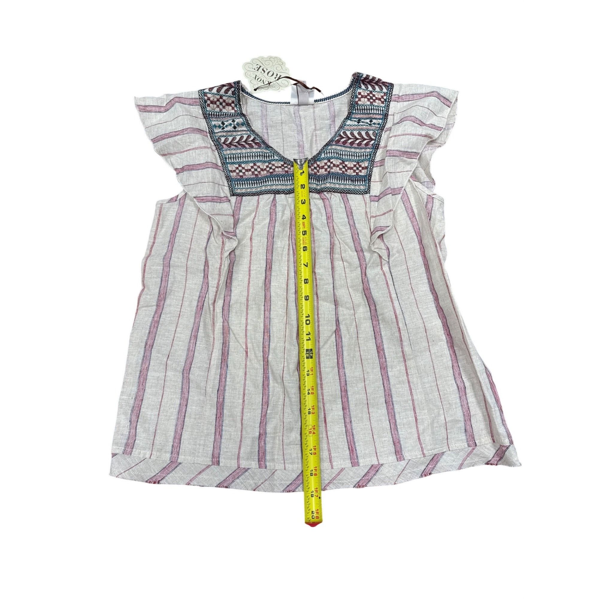 Other Knox Rose S Embroidered Striped Cotton Linen Blend Sleeveles Size S / US 4 / IT 40 - 7 Thumbnail