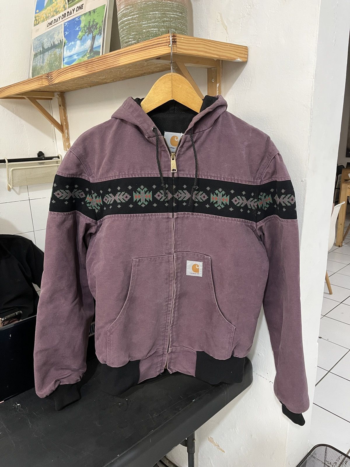 Carhartt 1990's Southwest Denim Aztec Carhartt Active Jacket JB848