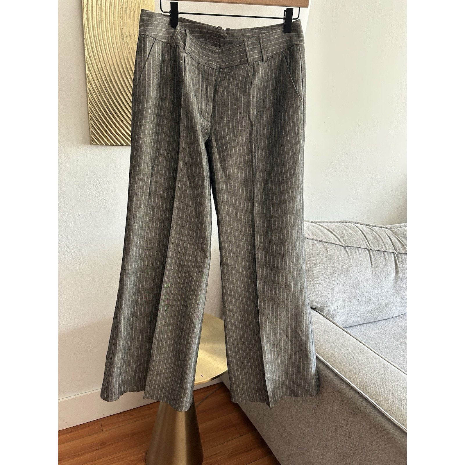 Express Vintage Express Linen Blend Pinstripes Y2K Pants Size 6 Size 28" / US 6 / IT 42 - 1 Thumbnail