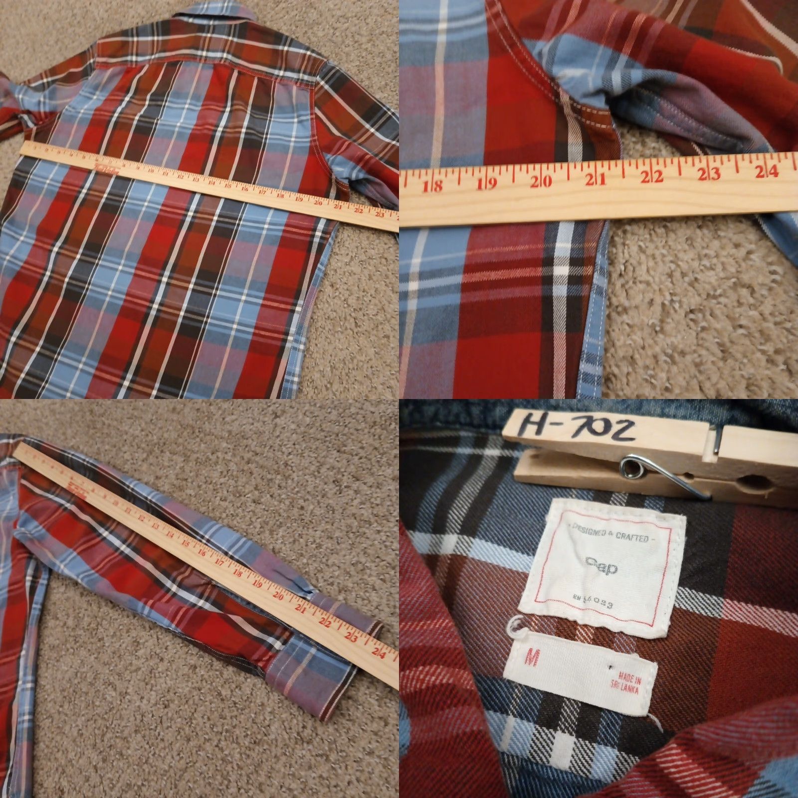 Gap Gap Shirt Mens Medium Red Blue Plaid Long Sleeve Button Up Pockets Cotton Size US M / EU 48-50 / 2 - 8 Thumbnail