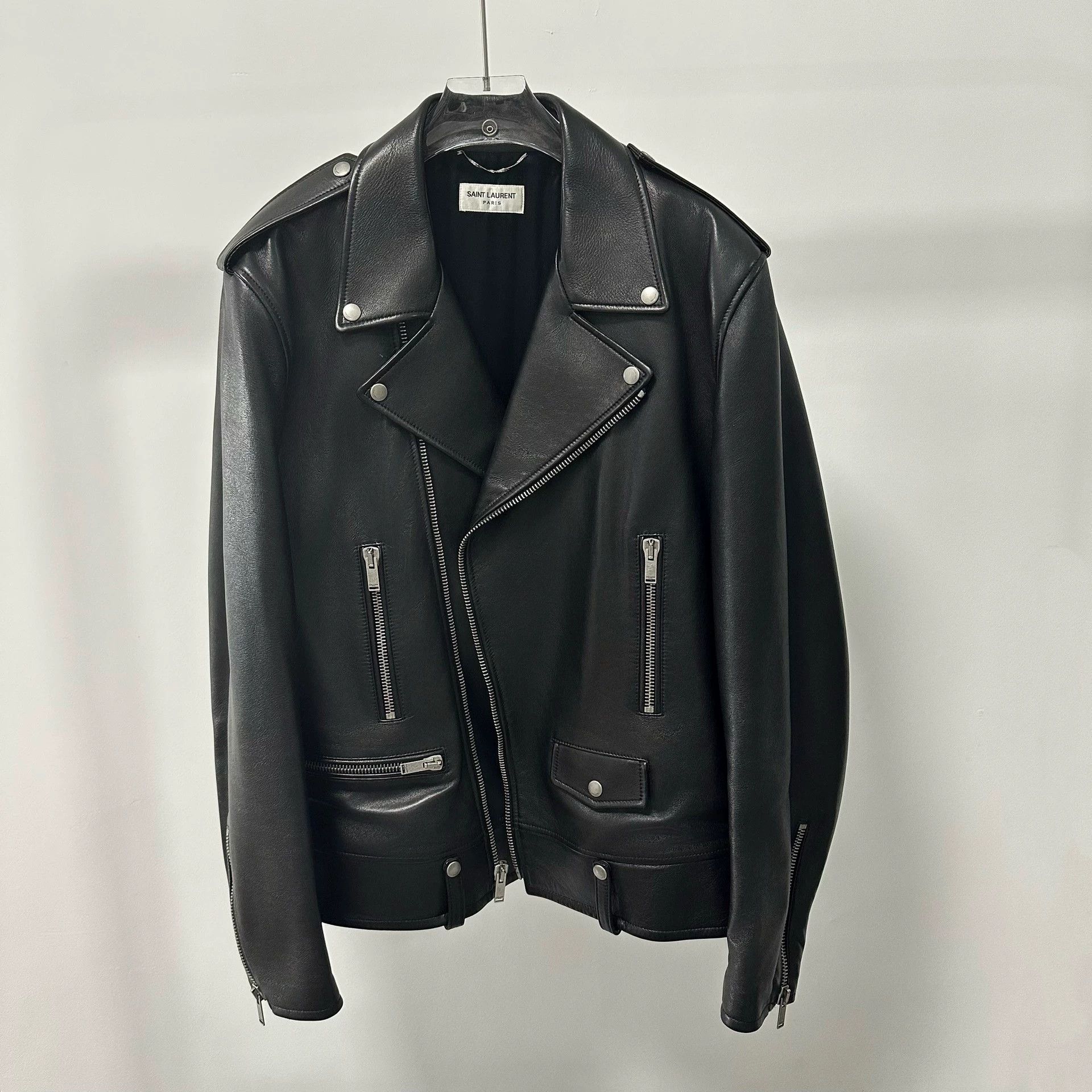 Yves Saint Laurent YSL L01 Rare Italian Lambskin 56 Oversized Biker Jacket Size US XL / EU 56 / 4 - 1 Thumbnail