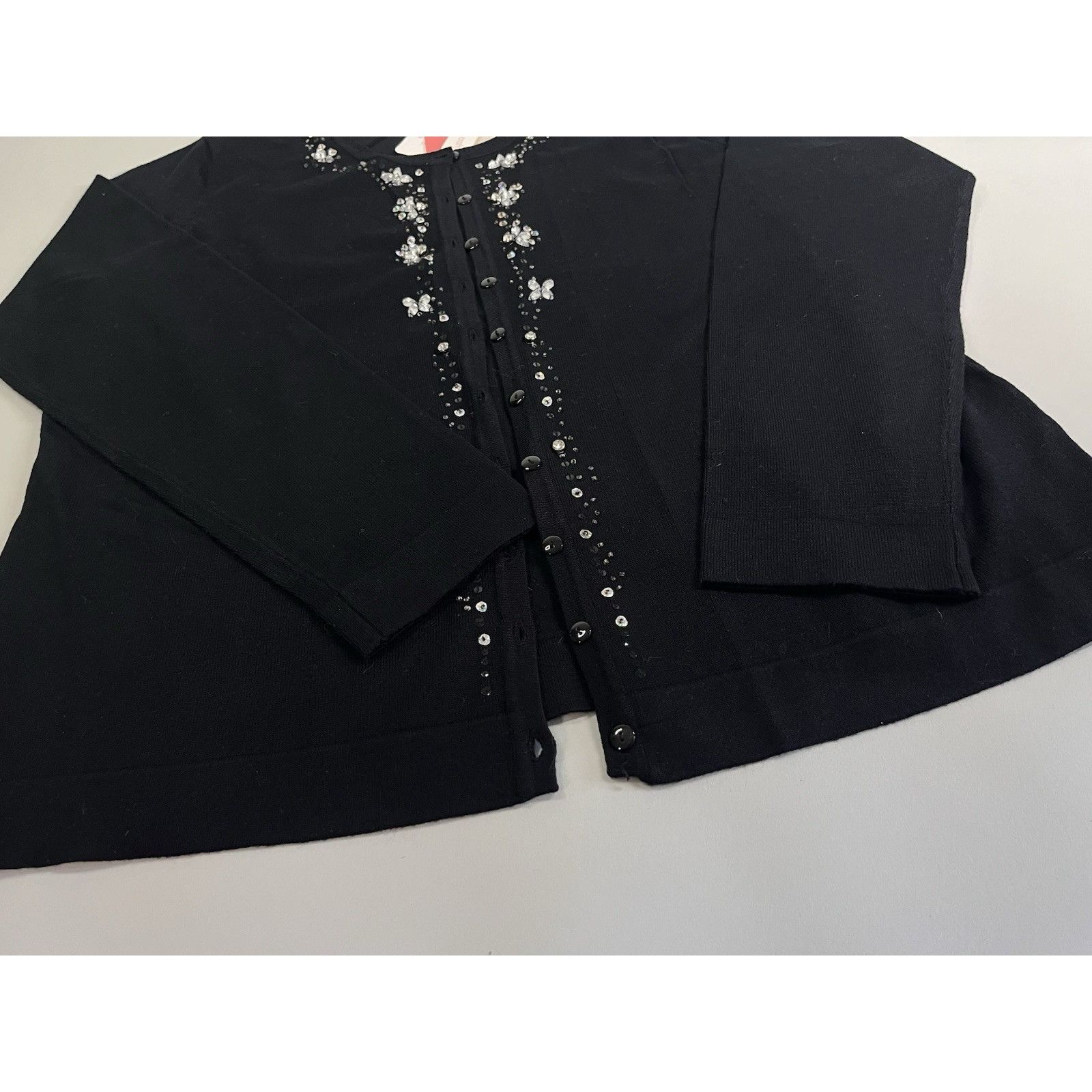 Croft & Barrow Croft & Barrow Cardigan Sweater Misses L Black Rhinestones B Size L / US 10 / IT 46 - 7 Thumbnail