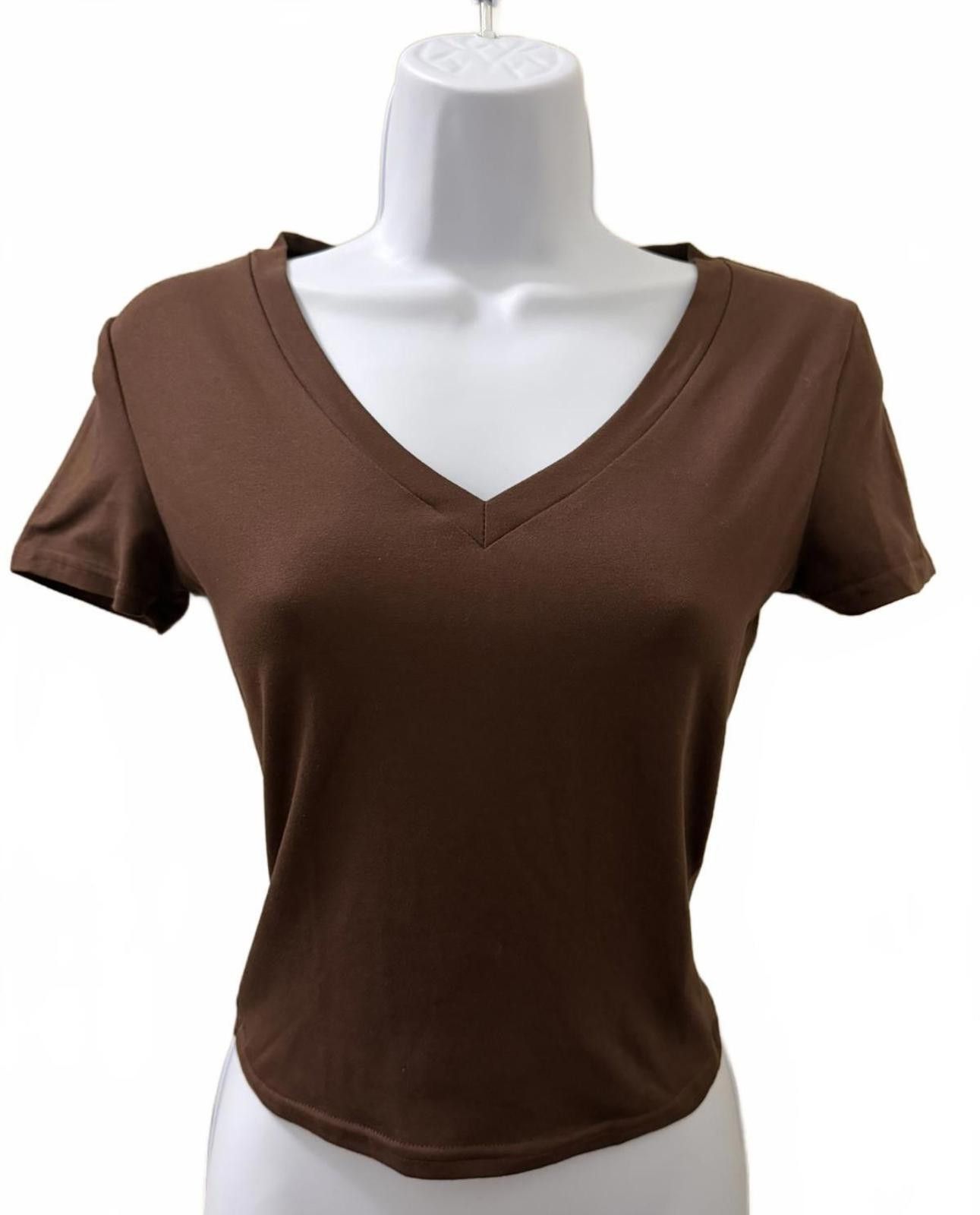 Other V-neck Fitted Shirt in Brown (X-SMALL) Size XS / US 0-2 / IT 36-38 - 1 Thumbnail