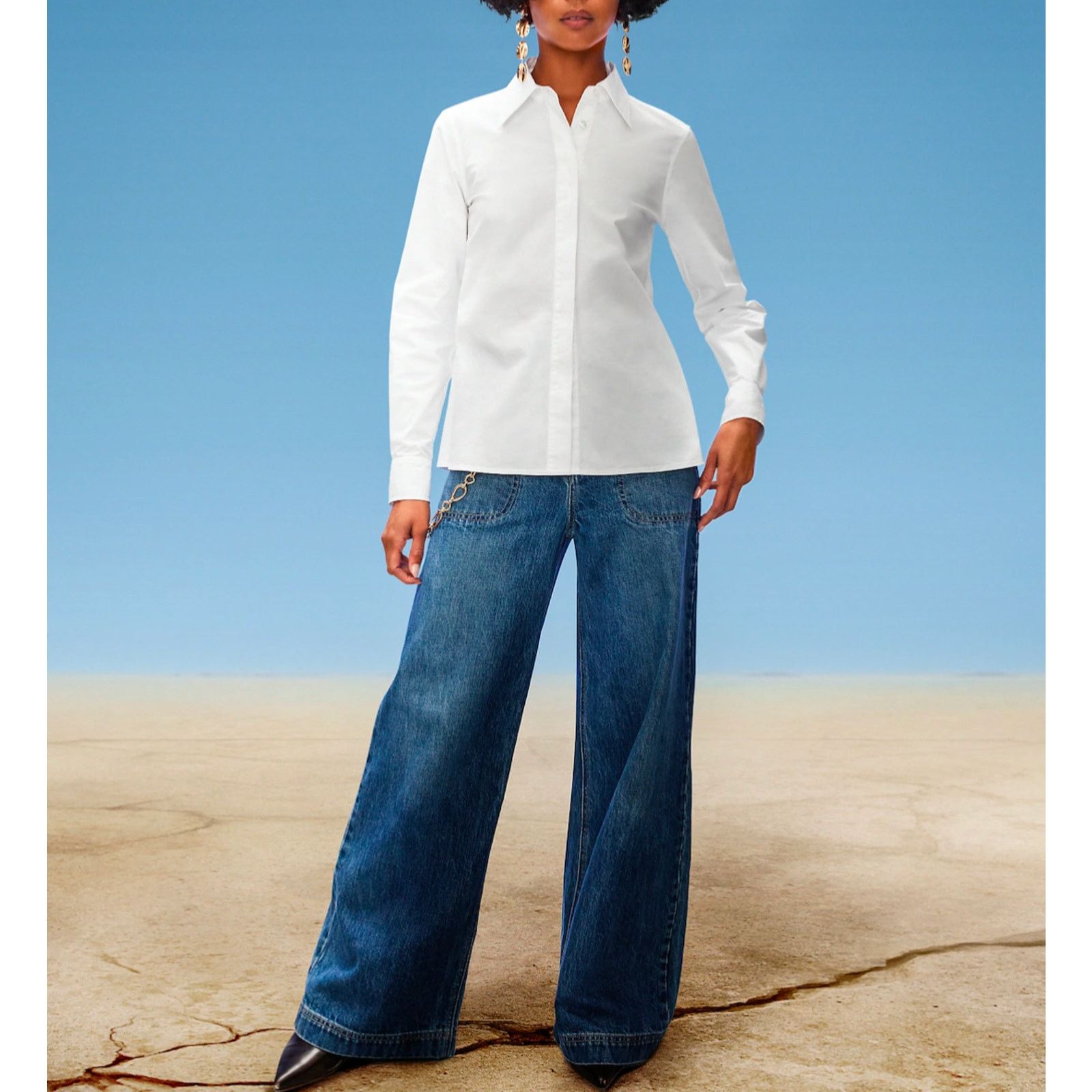 Cult Gaia Gap × Cult Gaia High Rise Stride Chain Jeans/ 25 /NWT Size 25" / US 0 / IT 36 - 1 Thumbnail