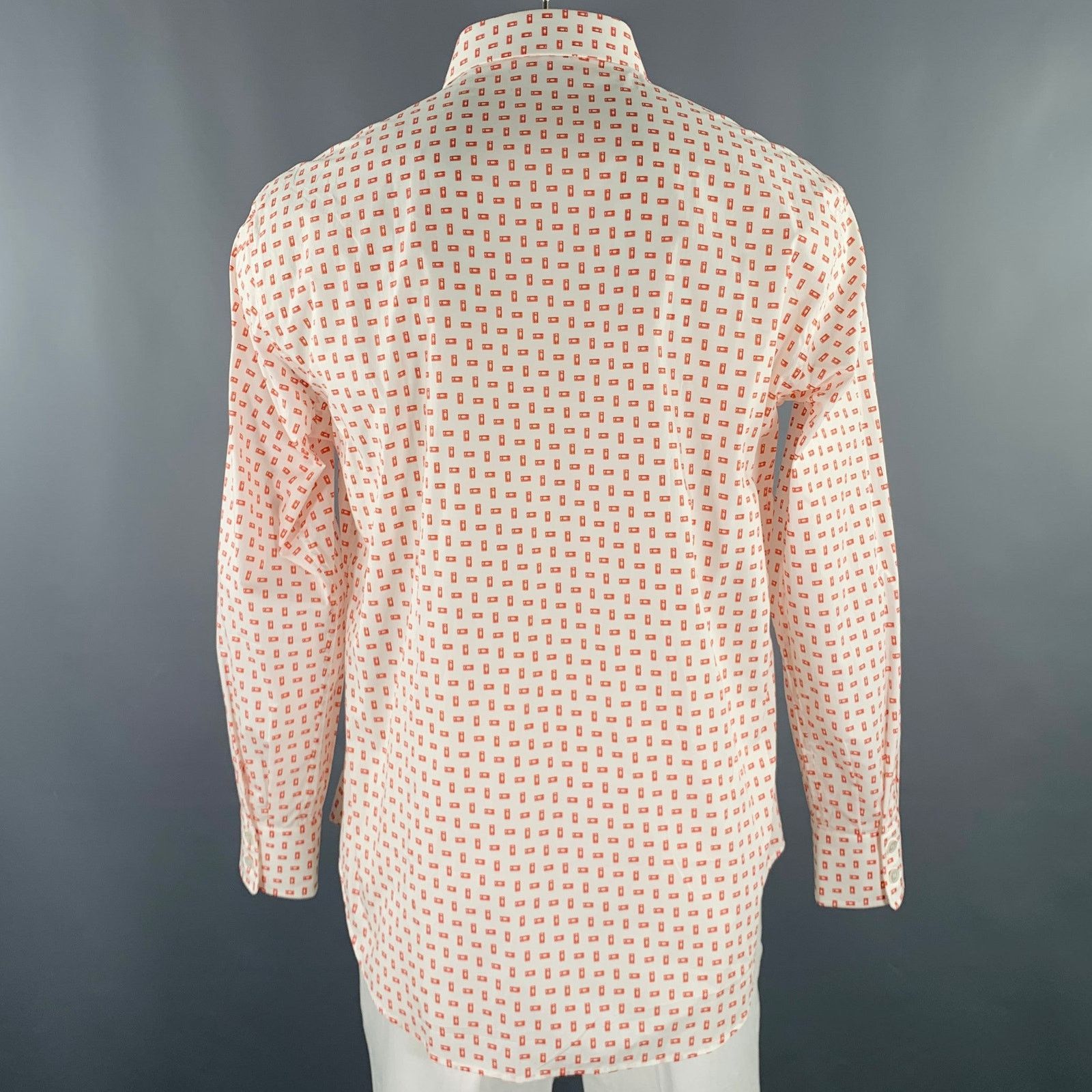 Brioni BRIONI Size XL White Red VHS Tape Cotton Long Sleeve Shirt Size US XL / EU 56 / 4 - 4 Thumbnail