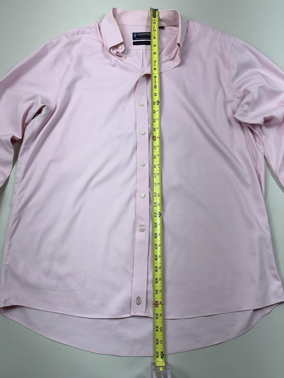 Stafford Stafford Men’s Pink Regular Dress Shirt Size 17 1/2 Size 38R - 7 Thumbnail