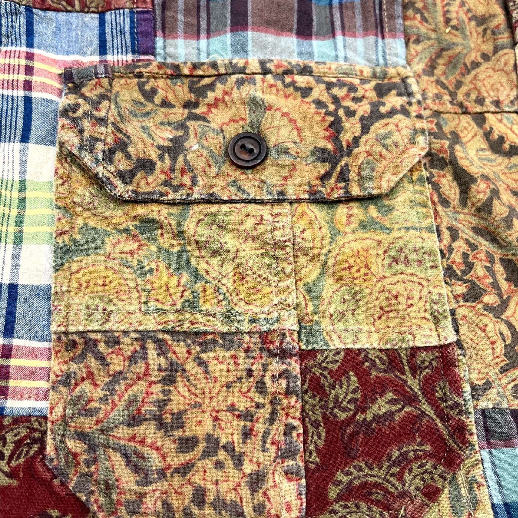 Polo Ralph Lauren VINTAGE Polo Ralph Lauren Shirt Men Large Brown Patchwork Paisley Plaid India Size US L / EU 52-54 / 3 - 6 Thumbnail