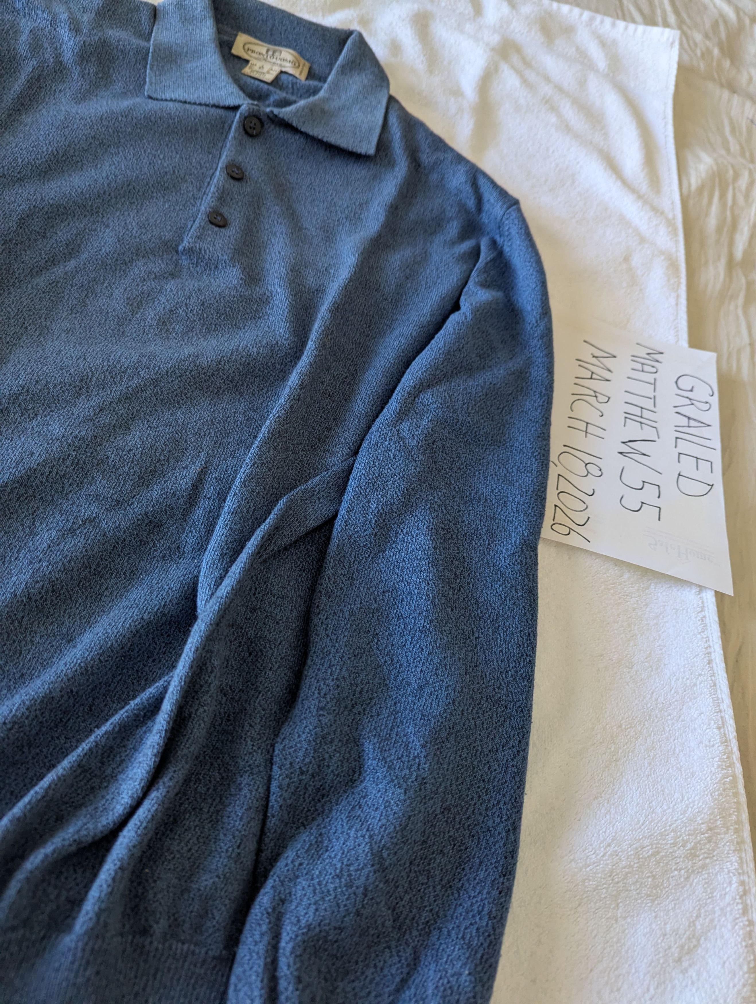 Pronto Uomo Cotton Blue Sweater by Pronto-Uomo Size US L / EU 52-54 / 3 - 4 Thumbnail