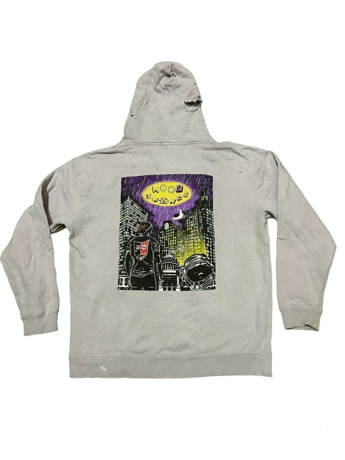 image of Skategang Mood Swings Thrash Pull Over Hoodie in Gray/Purple, Men's (Size XL)