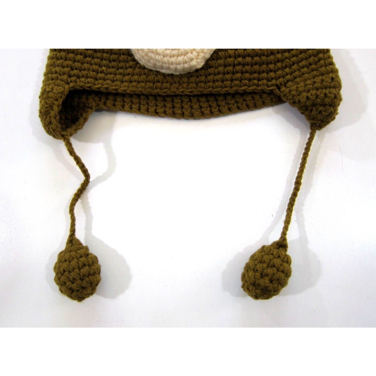 Vintage Handmade Beanie Hat Adult Large Brown Monkey Blue Warm Cozy Cable Knit 100% Cotton Unisex Size ONE SIZE - 4 Thumbnail