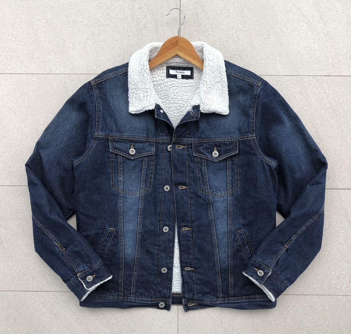 Japanese Brand Nylous Denim Sherpa Trucker Jacket Size US L / EU 52-54 / 3 - 2 Thumbnail