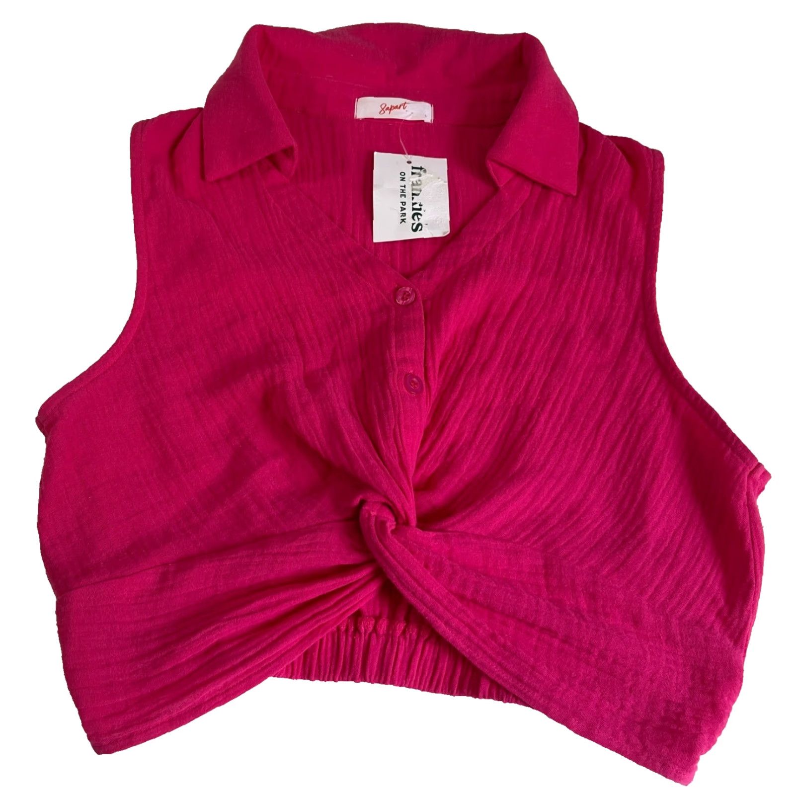 Vintage 8apart Frankie's on the Park Junior's Julle Gauze Top Cropped Tank Pink S Size S / US 4 / IT 40 - 4 Thumbnail