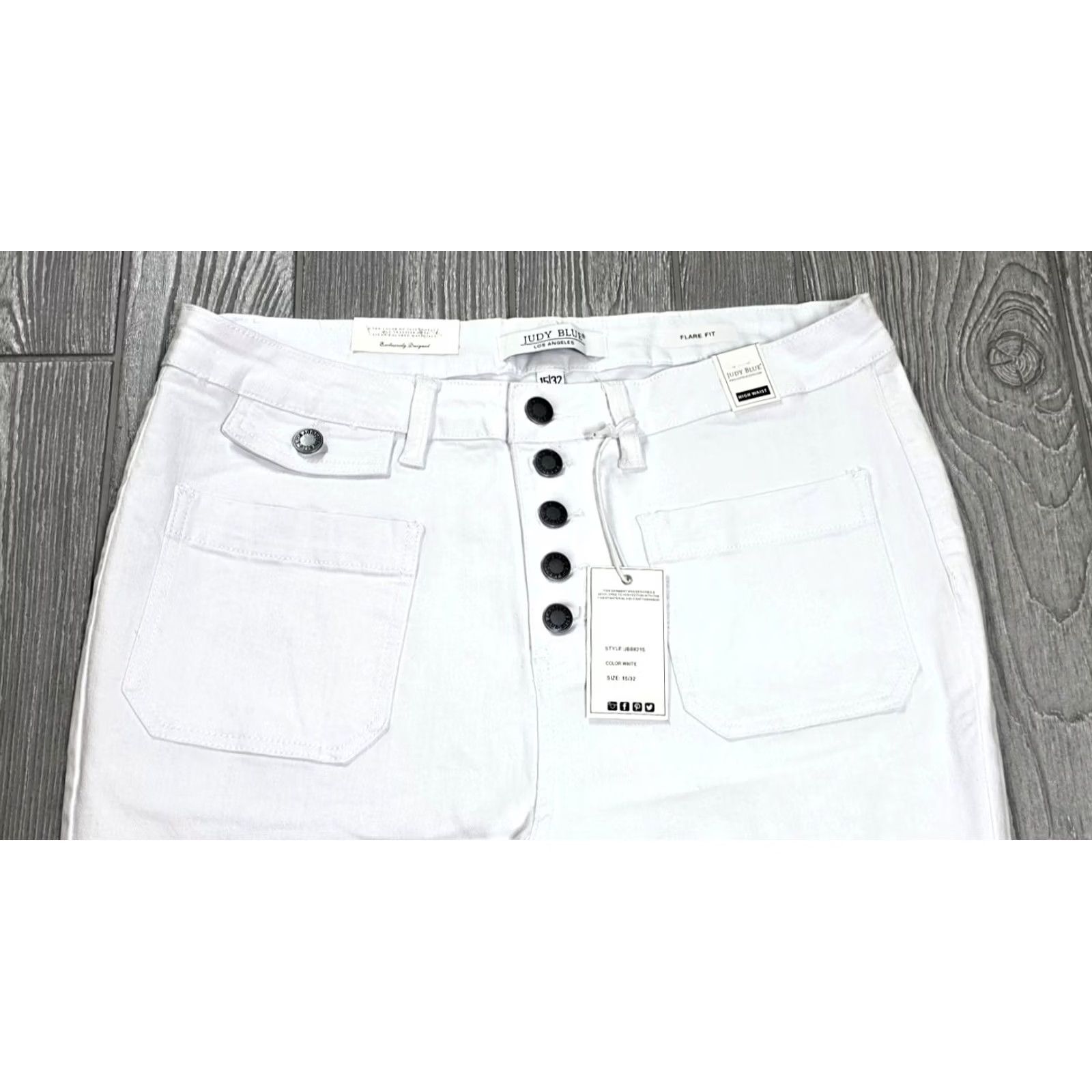 Vintage Judy Blue White High Waist Flare Button Fly Jeans Womens 33x33 Size 36" / US 14 / IT 50 - 3 Thumbnail