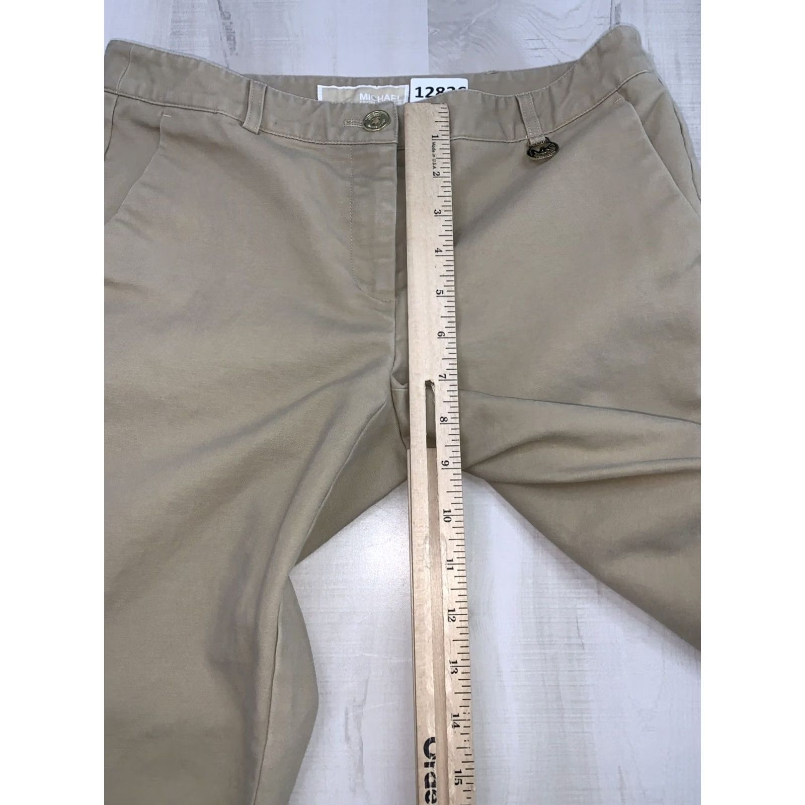 Michael Kors Michael Kors Khaki Pants Womens 2 Straight Leg Low Rise City Preppy Logo Pockets Slim Beige Cotton Blend Regular Size 2 Womens Size 26" / US 2 / IT 38 - 3 Thumbnail