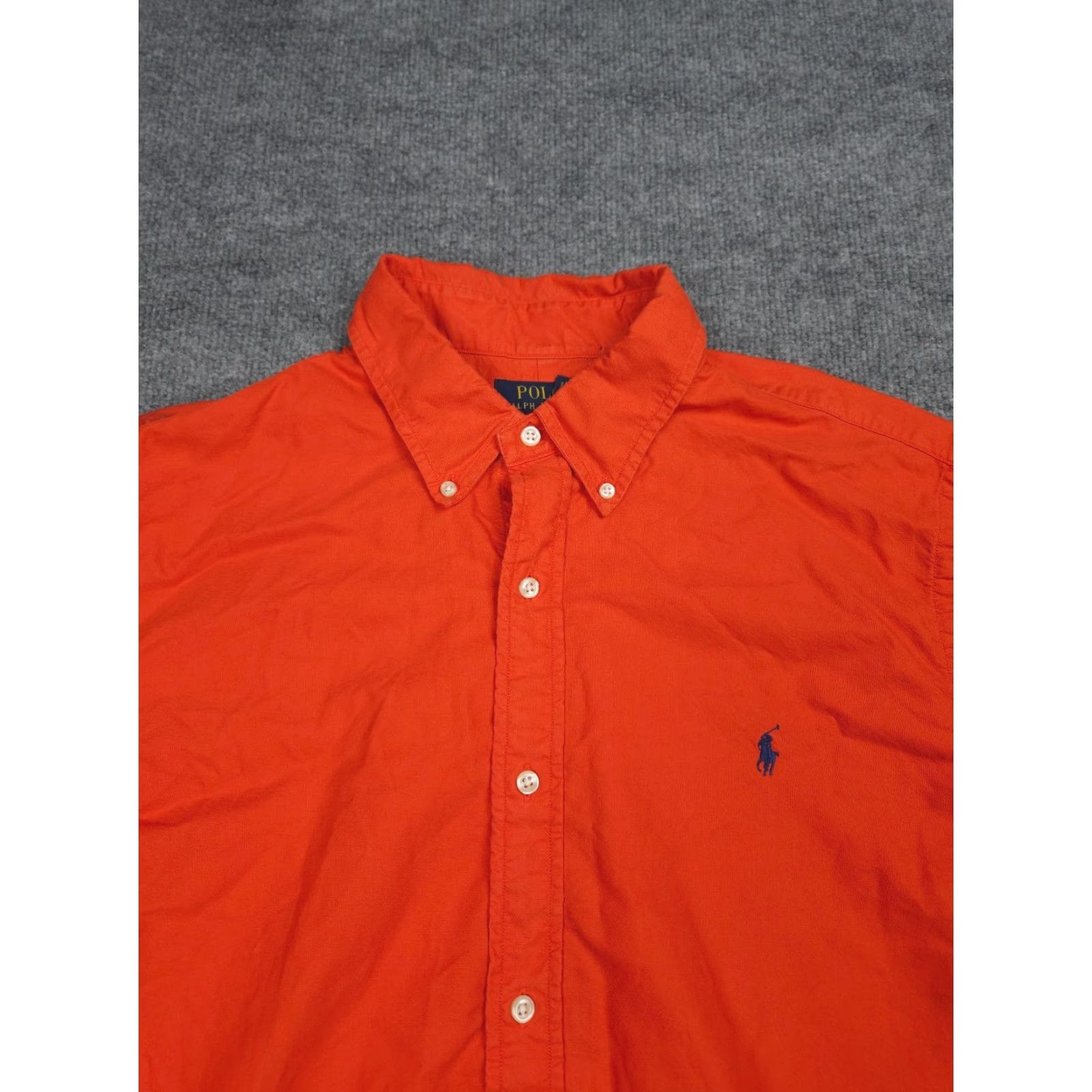 Polo Ralph Lauren VINTAGE Polo Ralph Lauren Flannel Shirt Mens XL Orange 100% Cotton Oxford Pony Button Up Size US XL / EU 56 / 4 - 3 Thumbnail